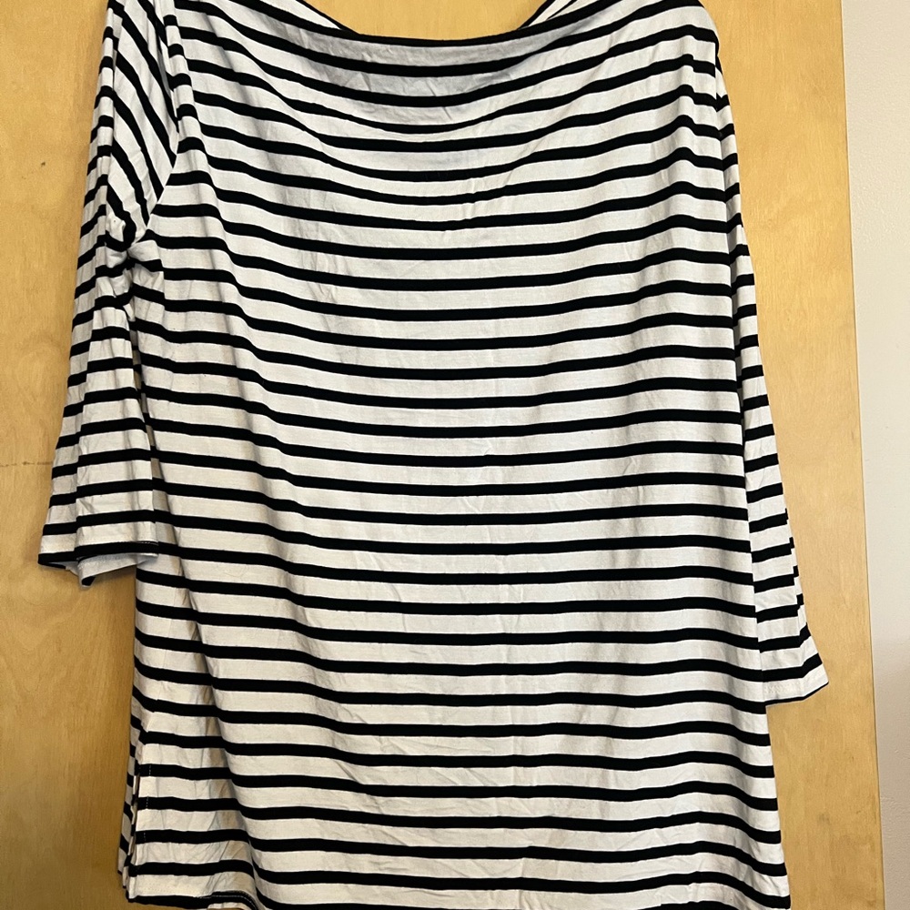 Striped Black and White Long Sleeve Women's Top